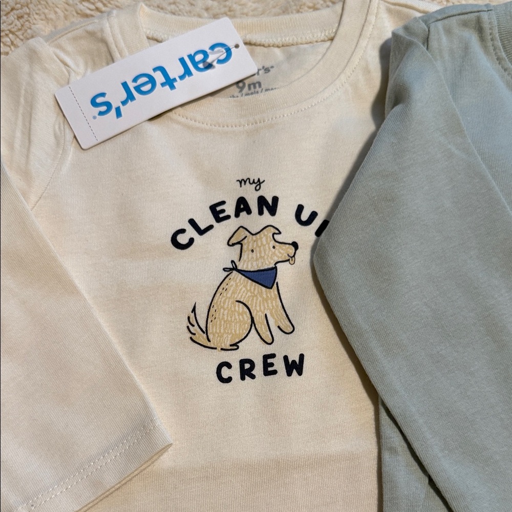 Carter's Cream and Gray Baby Bodysuit Trio. A set of 3 bodysuits. - Picture 3 of 5